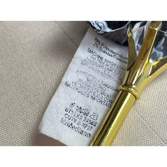 Vintage 90s Y2K Black Lace Maxi Dress Gown Medium Beaded Rhinestone Mermaid Hem - Picture 12 of 16